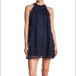 Eyelet shift dress with halter neckline